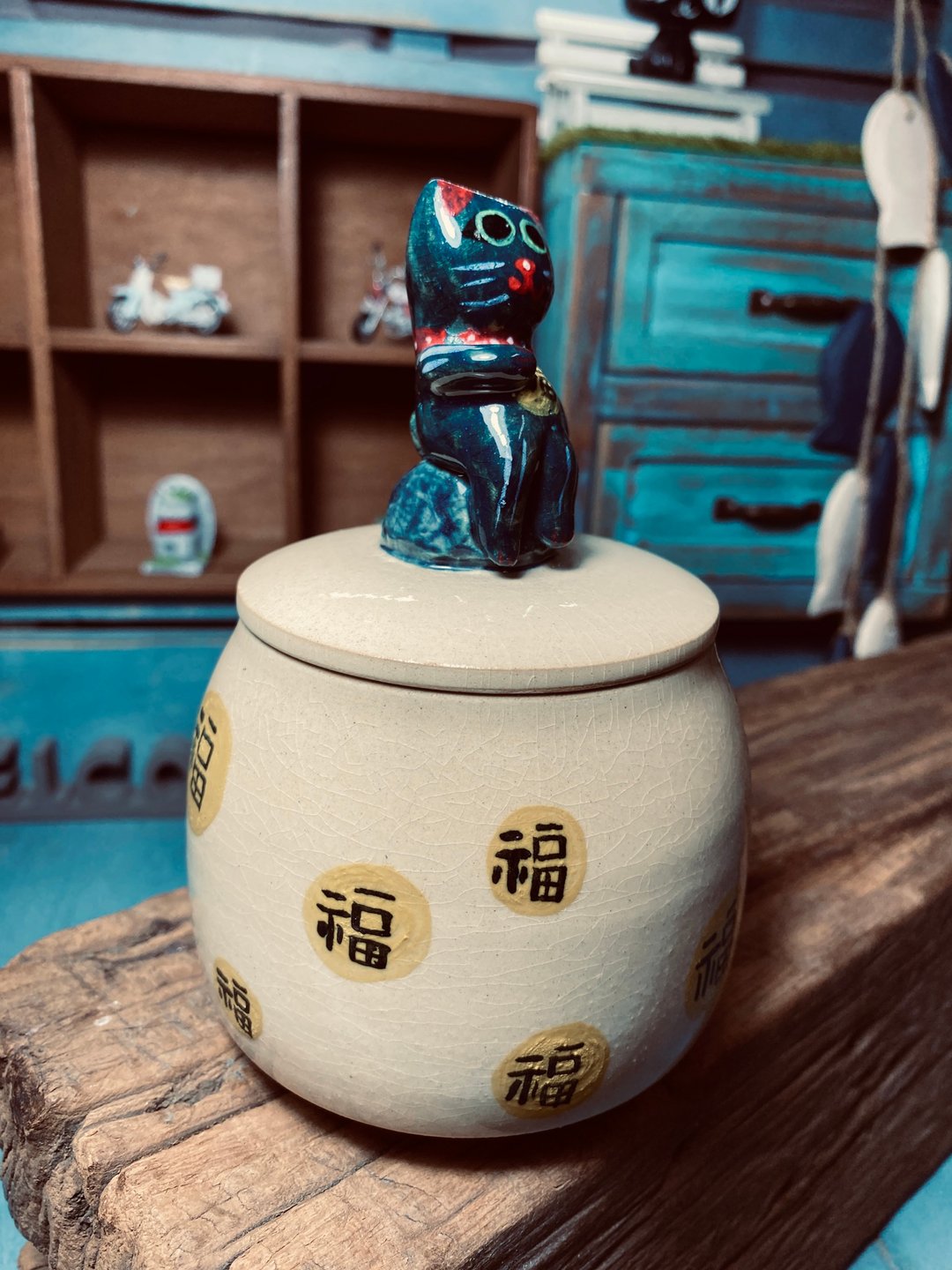 发呆蓝猫罐罐 - 调味罐/酱料瓶 - 瓷 橘色
