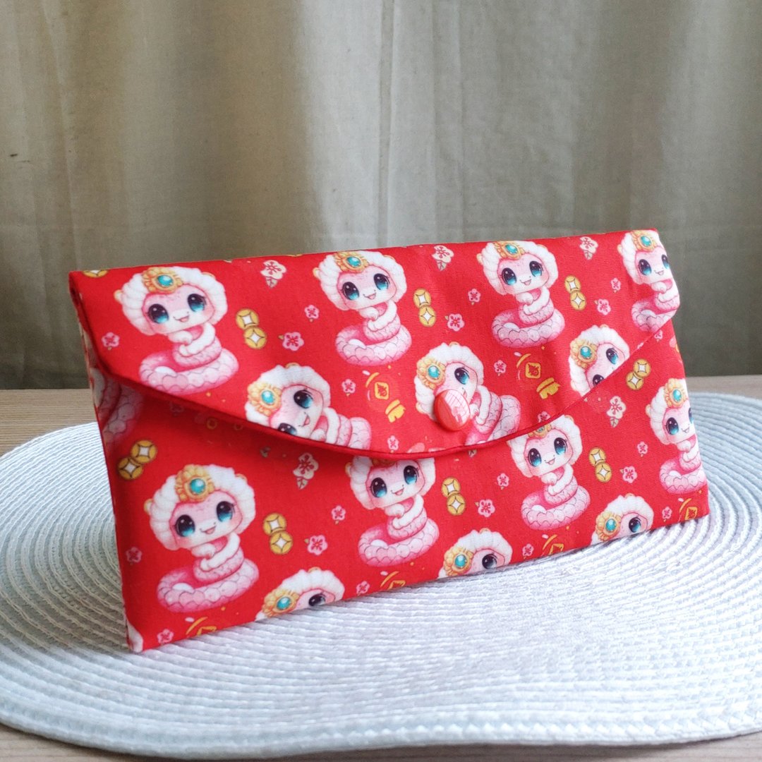 Lovely数位布【萌蛇迎春红包袋、红】存折套、现金收纳袋 - 红包/春联 - 棉 红色