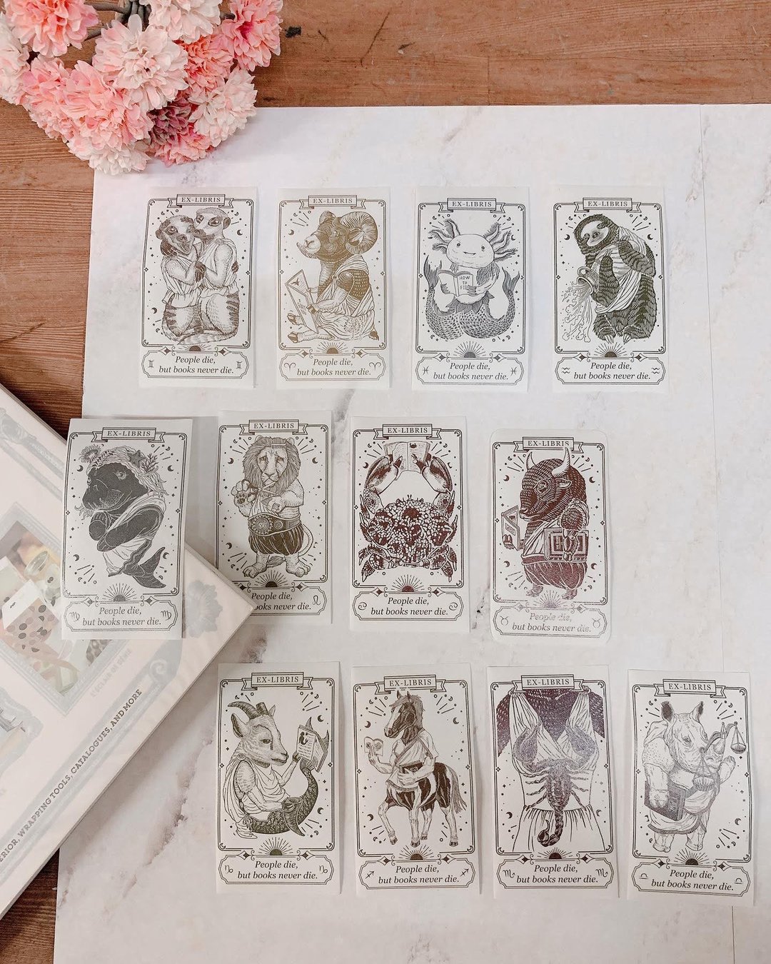 12星座藏书票和纸贴纸 星座 藏书票 贴纸 文具 插画 - 贴纸 - 纸 白色
