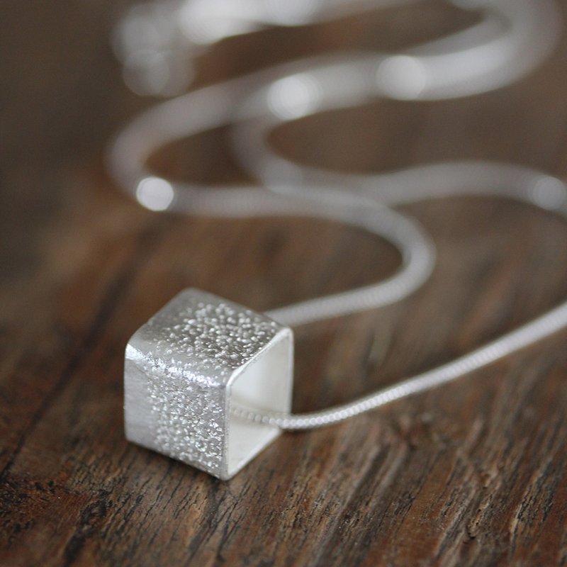 Handmade silver cube necklace (N0074) - 项链 - 银 银色