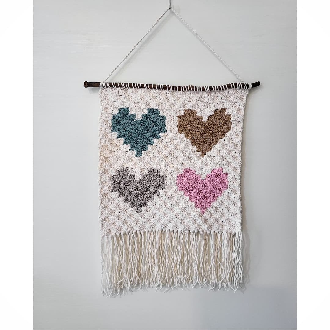 爱心壁挂装饰/手工钩针编织壁挂装饰/Love crochet wallhanging - 墙贴/壁贴 - 棉 