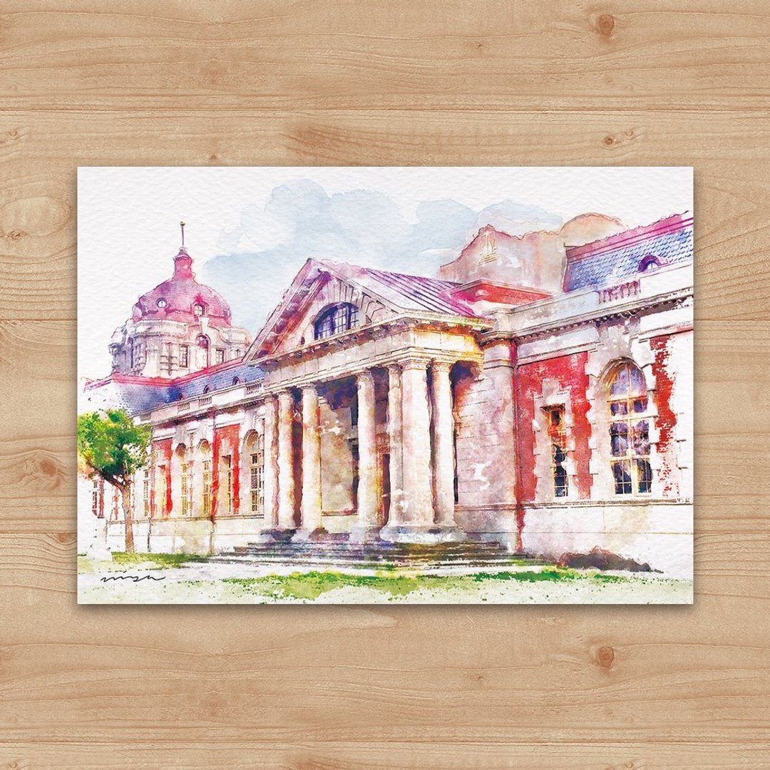 明信片 绘画系列 – 旧台南地方法院 - 卡片/明信片 - 纸 白色