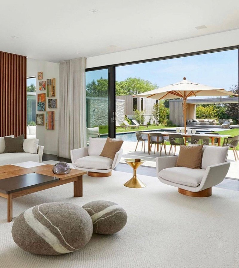 Wool stone pouf ottoman, floor cushion – Sea Boulder Model - 枕头/抱枕 - 羊毛 灰色