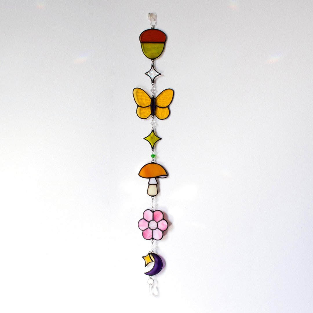 Stained glass garland, Home decor, Housewarming gift - 墙贴/壁贴 - 玻璃 白色