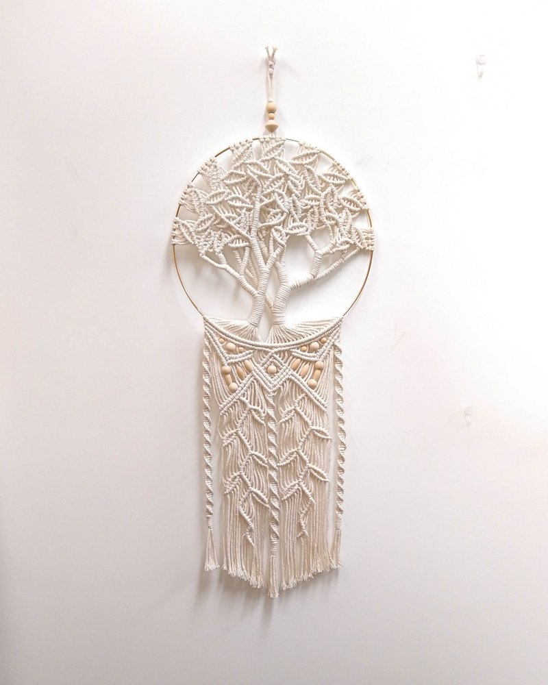 Macrame Wall Hanging波希米亚风挂饰壁挂【生命树Tree of Life】 - 墙贴/壁贴 - 棉．麻 白色