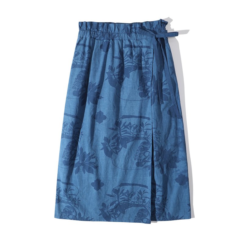 GOC Studio - 蓝染松紧腰搭幅半身裙 - 阳台茶壶 - 裙子 - 棉．麻 蓝色
