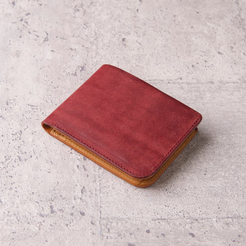 | 订制 | - 翻盖证件零钱袋短夹 Coin Wallet / 磨砂酒红Wine Red - 皮夹/钱包 - 真皮 