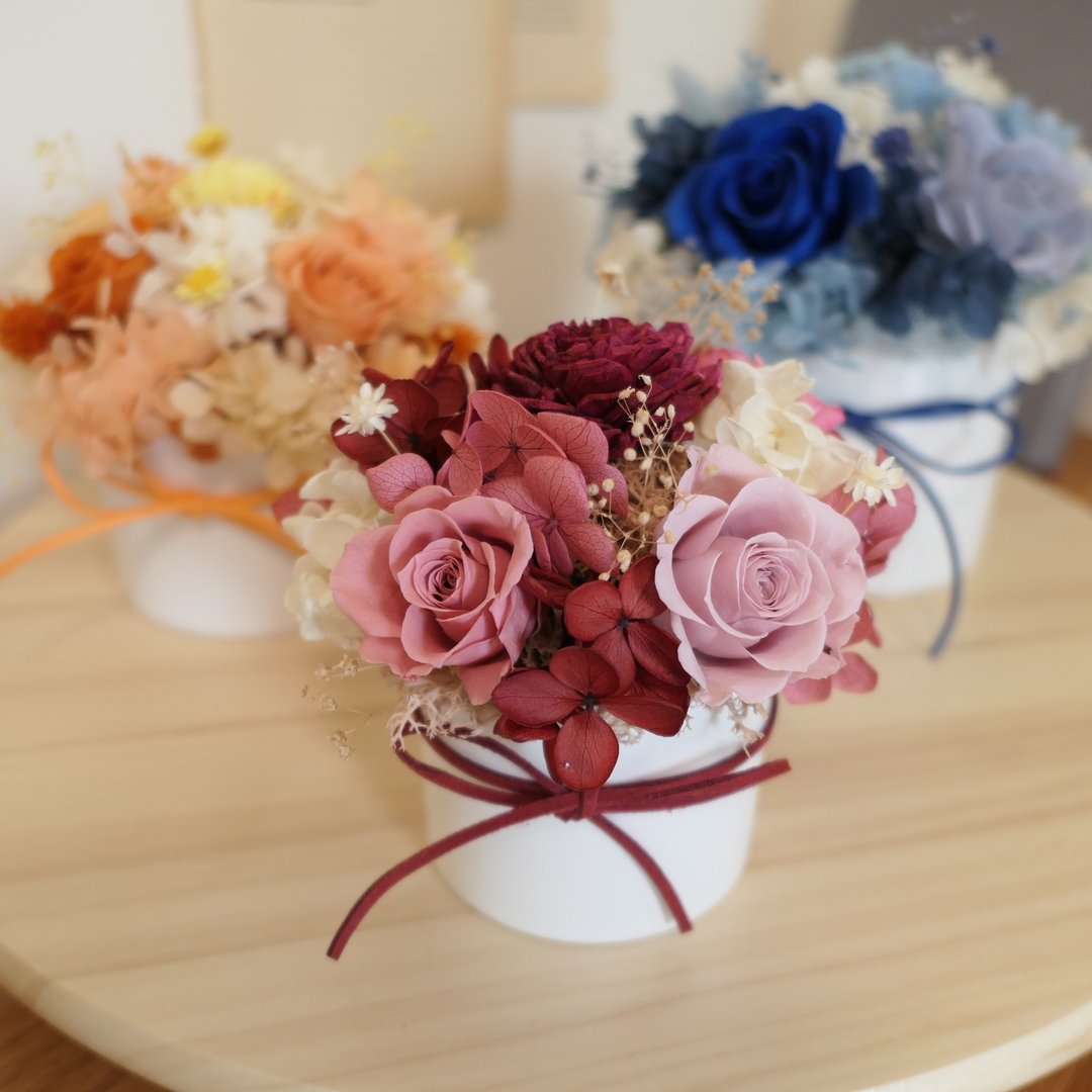 【经典圆形永生盆花】多色系/送礼/居家装饰/开幕贺礼 - 干燥花/捧花 - 植物．花 