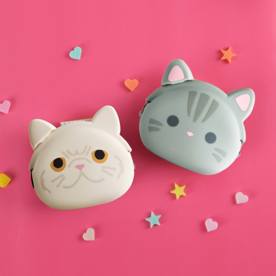 mimi POCHI Friends 美国短毛猫 波斯猫 猫咪造型硅胶口金包 - 零钱包 - 硅胶 灰色