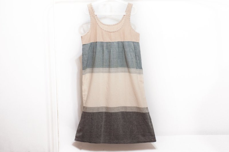 波希米亚棉麻洋装/民族风洋装/刺绣洋装/ethnic dress-米色星辰 - 洋装/连衣裙 - 棉．麻 卡其色