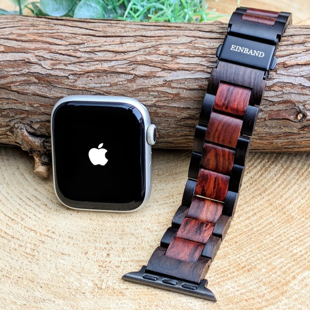 【木制表带】EINBAND AppleWatch 原木表带 天然木表带 木质表带 20mm【黑檀木×红檀木】 - 女表 - 木头 咖啡色
