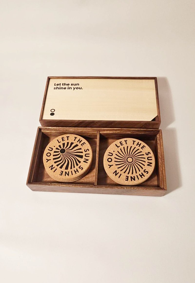 日光杯垫 - 实木礼盒-6入杯垫组礼盒 - 摆饰 - 木头 咖啡色