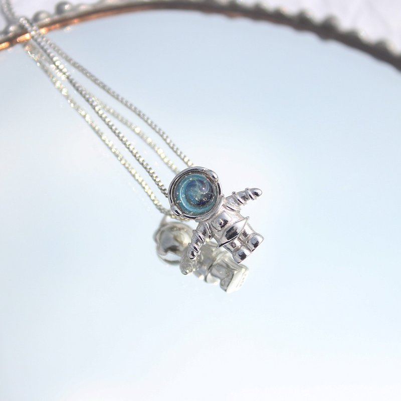 太空人银饰玻璃项链 交换礼物 生日礼物 饰品 纯银 琉璃 - 项链 - 玻璃 多色