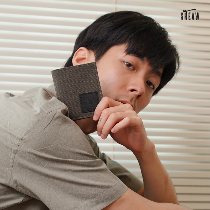 Canvas 14 Bifold wallet - 皮夹/钱包 - 棉．麻 卡其色