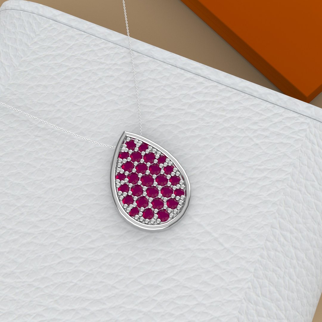 Natural ruby pendant Ruby necklace Dainty Necklace 925 Silver jewelry for her - 项链 - 其他金属 咖啡色
