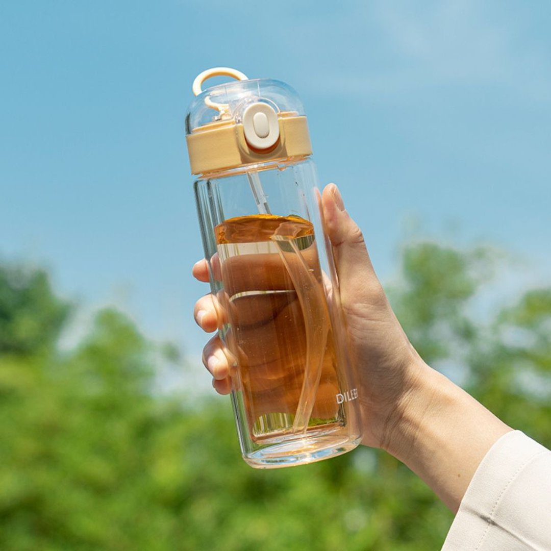 【Diller】388MLH535 仲夏流华双层玻璃杯 300mL 黄色 - 水瓶/水壶 - 其他材质 多色