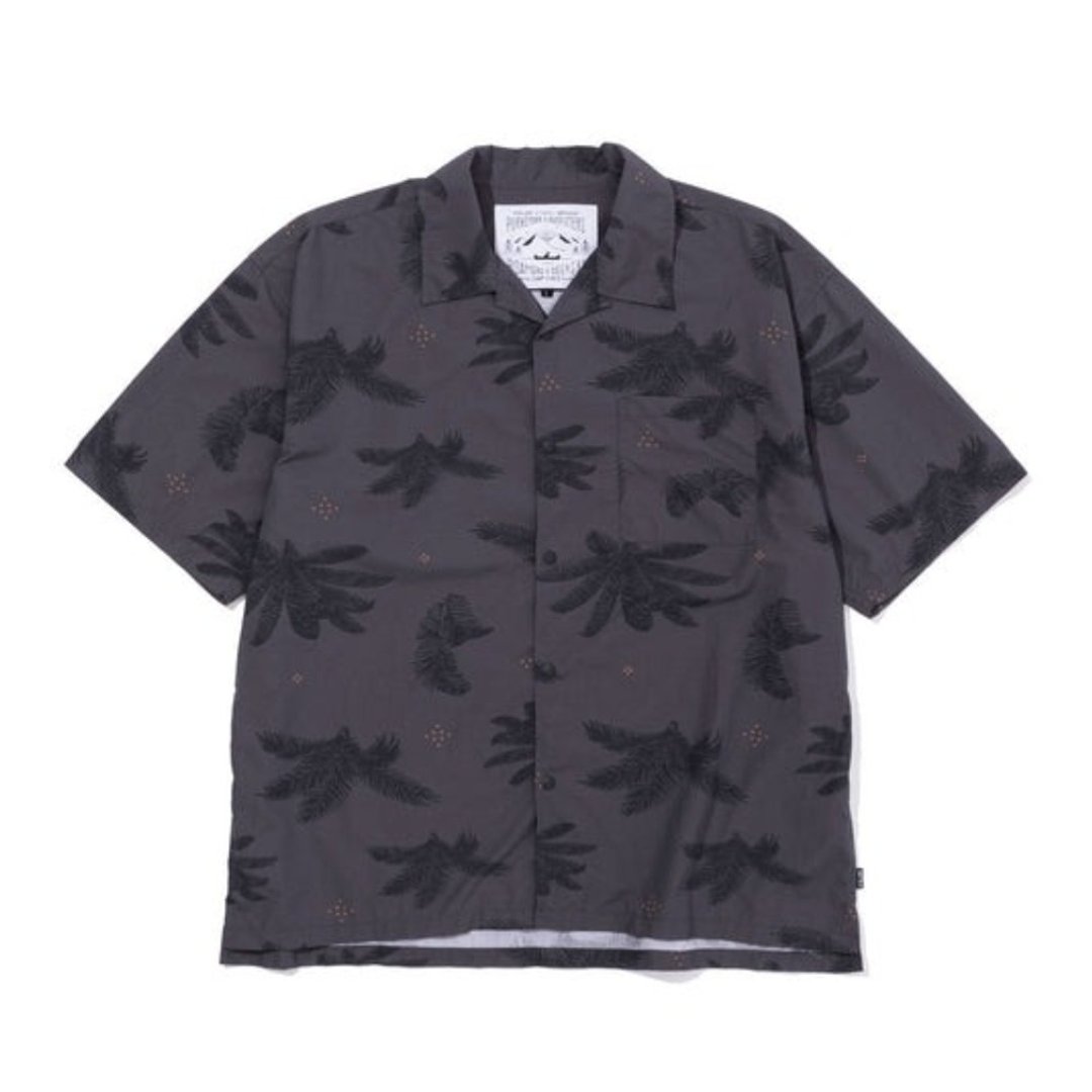 日本限定 POLER SHIRRING NYLON SHIRT 休闲印花衬衫 / 黑色印花 - 男装衬衫 - 尼龙 黑色