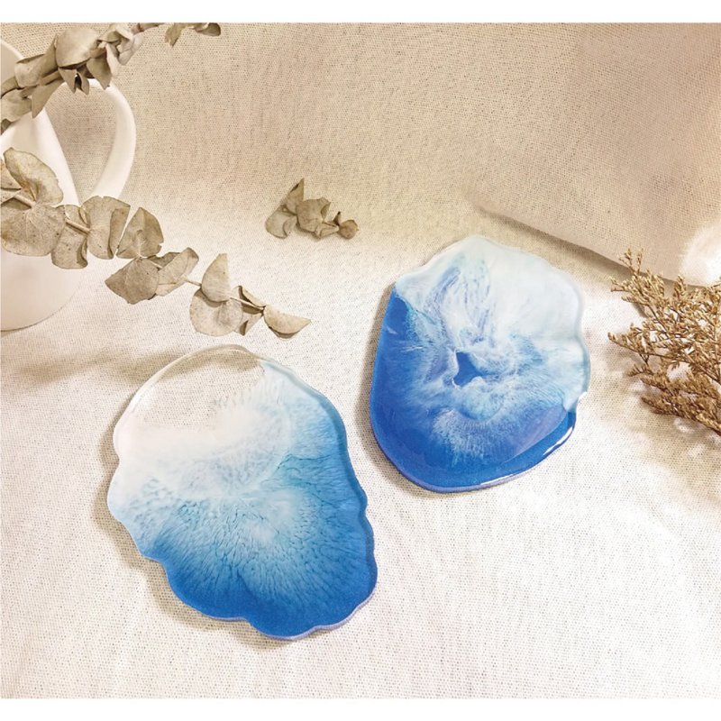 海神之心:水晶树脂杯垫/环氧树脂 - 杯垫 - 树脂 蓝色