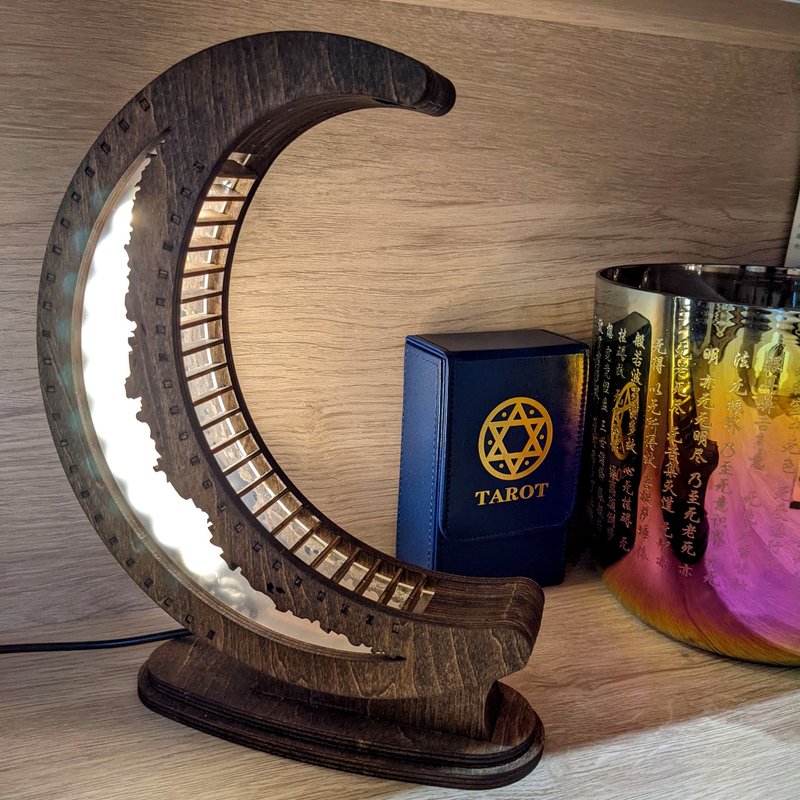 月亮夜灯 柔和 新生儿 纪念日 礼物 家居摆设 冥想 木灯 放松 - 灯具/灯饰 - 木头 咖啡色