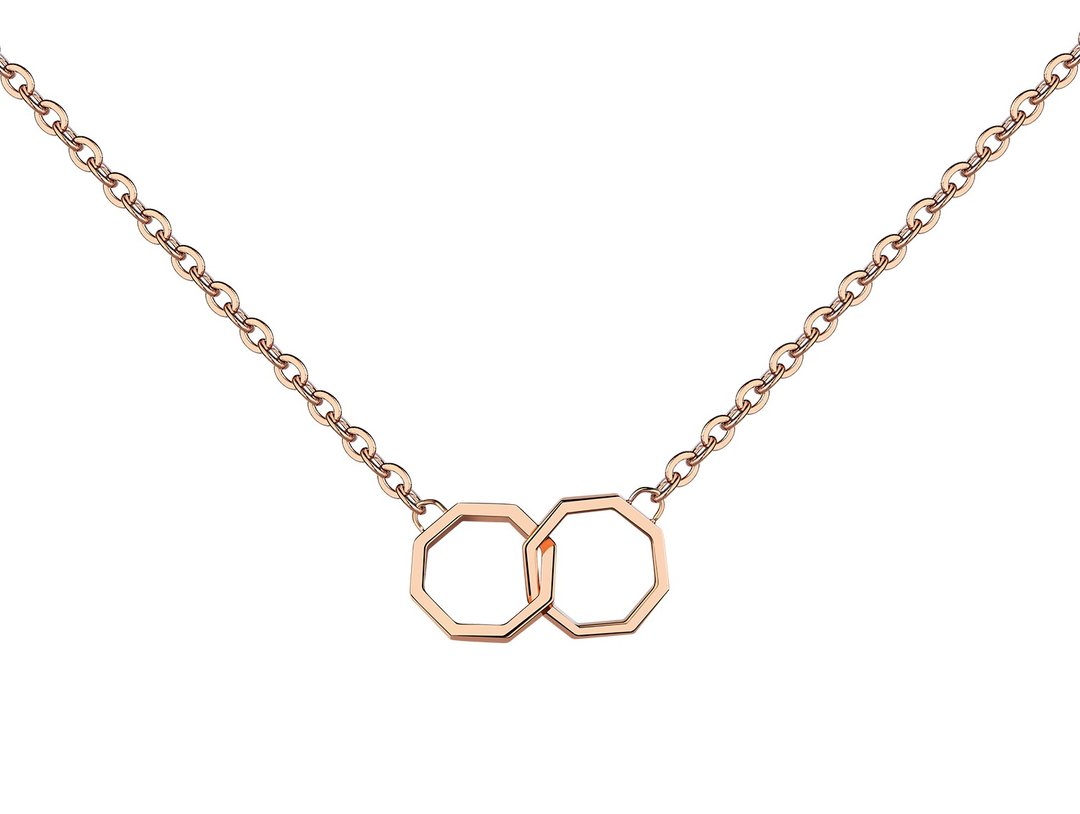 OKTO Twin Long Pendant Rose Gold 颈链 - 项链 - 不锈钢 