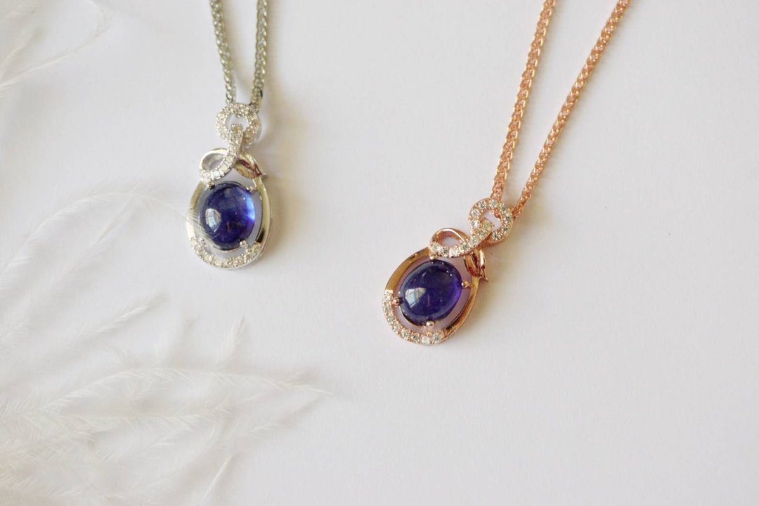 Natural Blue Sapphire Pendant and Necklace Silver925 - 项链 - 纯银 蓝色