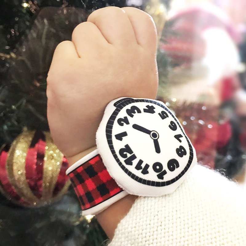 我的第一只布手表(冬日款-红格子) (C10E01) - 围嘴/口水巾 - 棉．麻 红色