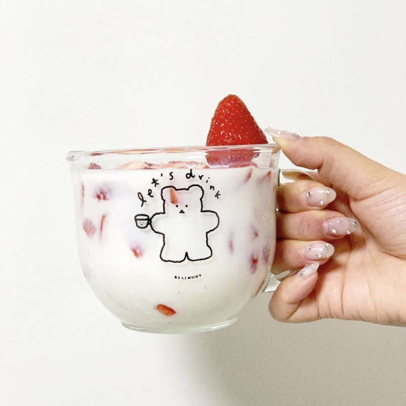 Chanibear 让我们喝麦片杯（补货） - 玻璃杯 - 玻璃 白色