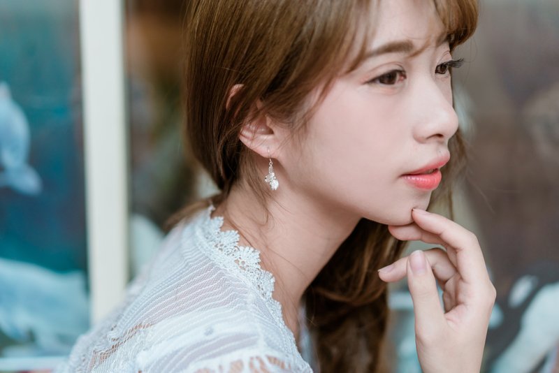 樱花绽放耳环 / 银色 (可选耳针或耳夹) - 耳环/耳夹 - 其他金属 银色