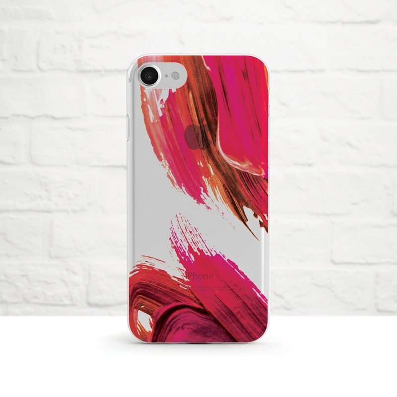 油彩，红- 防摔透明软壳- iPhone X, iPhone 8, iPhone 7, iPhone 7 plus, iPhone 6, iPhone SE, Samsung - 手机壳/手机套 - 橡胶 红色