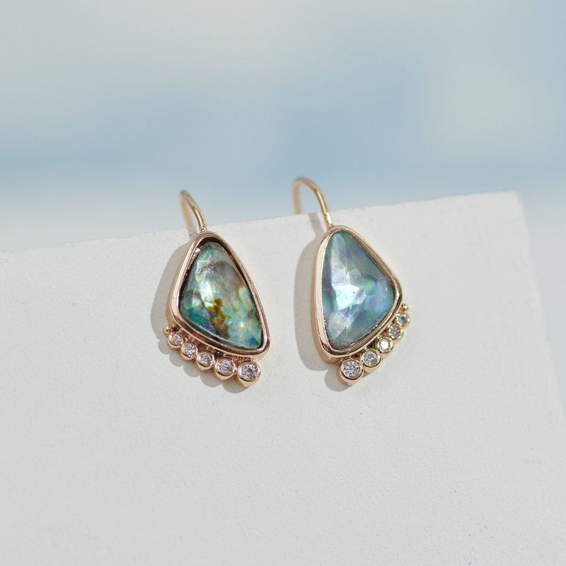 Oceano 漫步幻彩珠贝耳环(共2色) - 耳环/耳夹 - 贝壳 金色