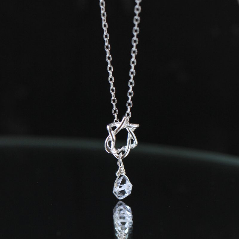 赫基蒙水晶 闪灵钻 六芒星 纯银项链  四月诞生石 女生 生日 礼物 - 项链 - 纯银 透明