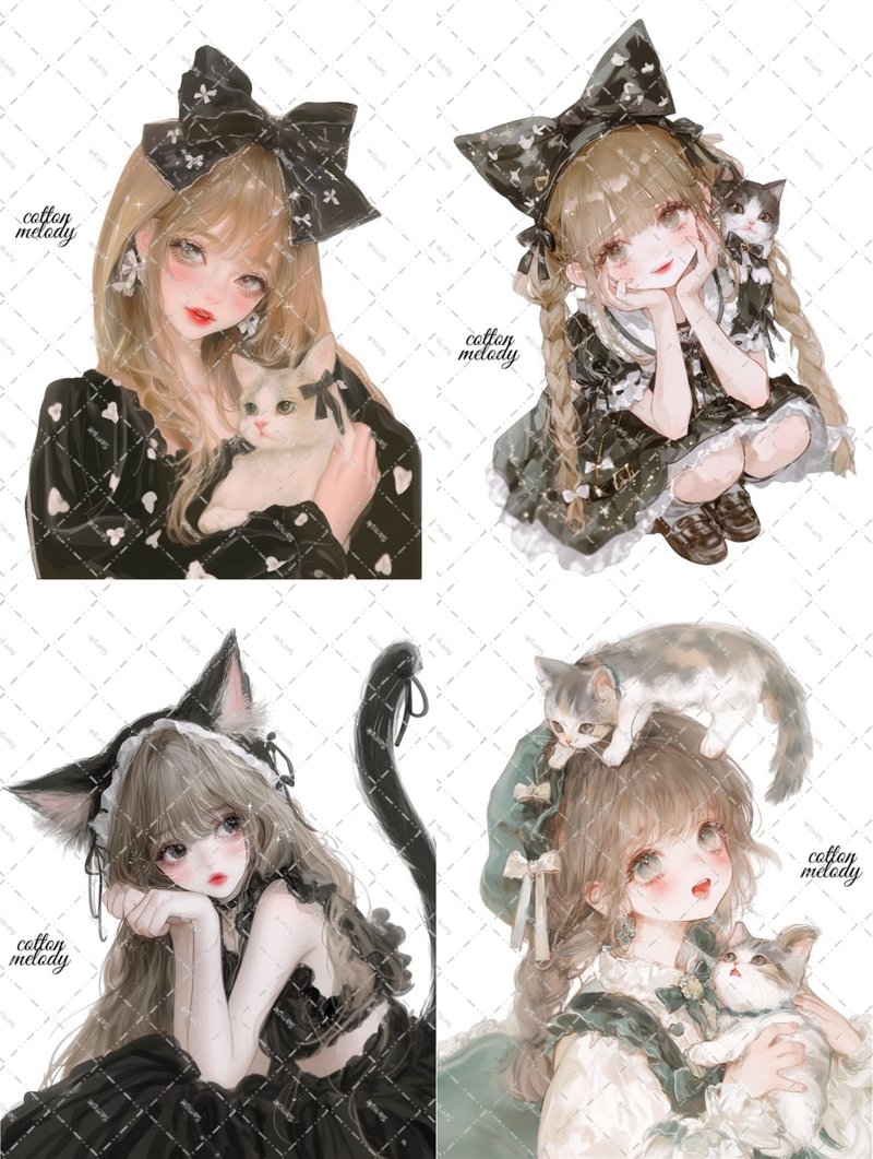 【期间限定】 世界猫日套组 / compact set / 20款各3张 / 2款特典 / cotton melody / 【附特典】 - 贴纸 - 纸 