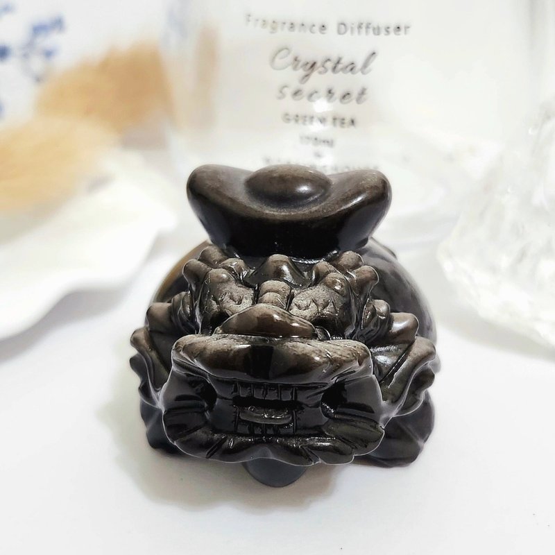 银曜石背元宝龙龟/招财进宝/避邪挡煞之水晶 - 摆饰 - 水晶 银色