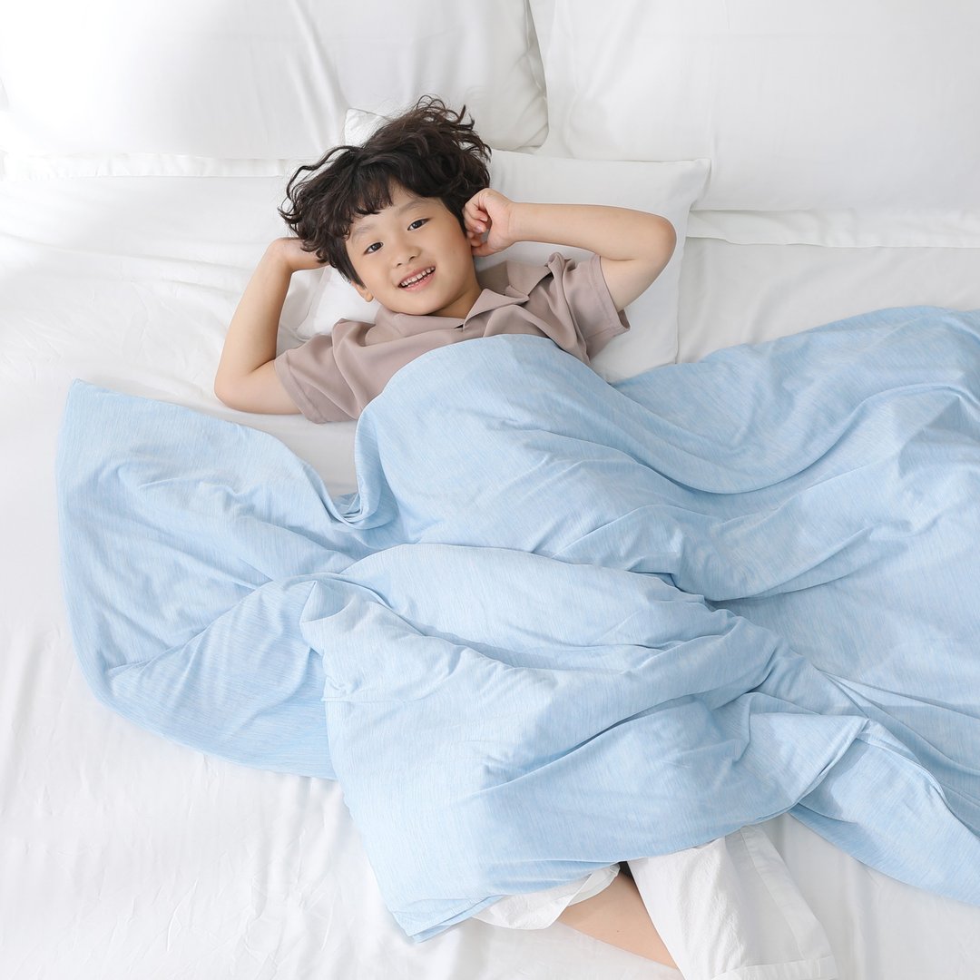 【Tumaz月熊】儿童凉感被套 for 儿童重力好眠被 - 寝具 - 棉．麻 蓝色