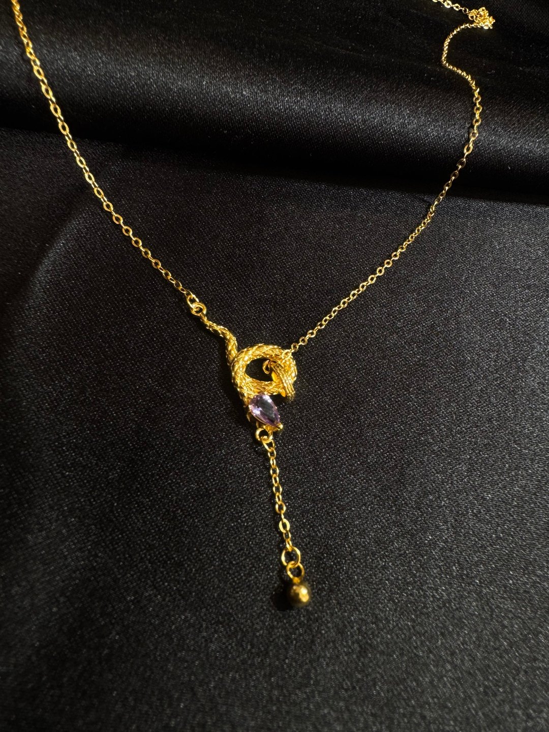 灵蛇。解忧 舒压 紫水晶 项链 18K Gold- 925 Silver Necklace - 项链 - 半宝石 紫色