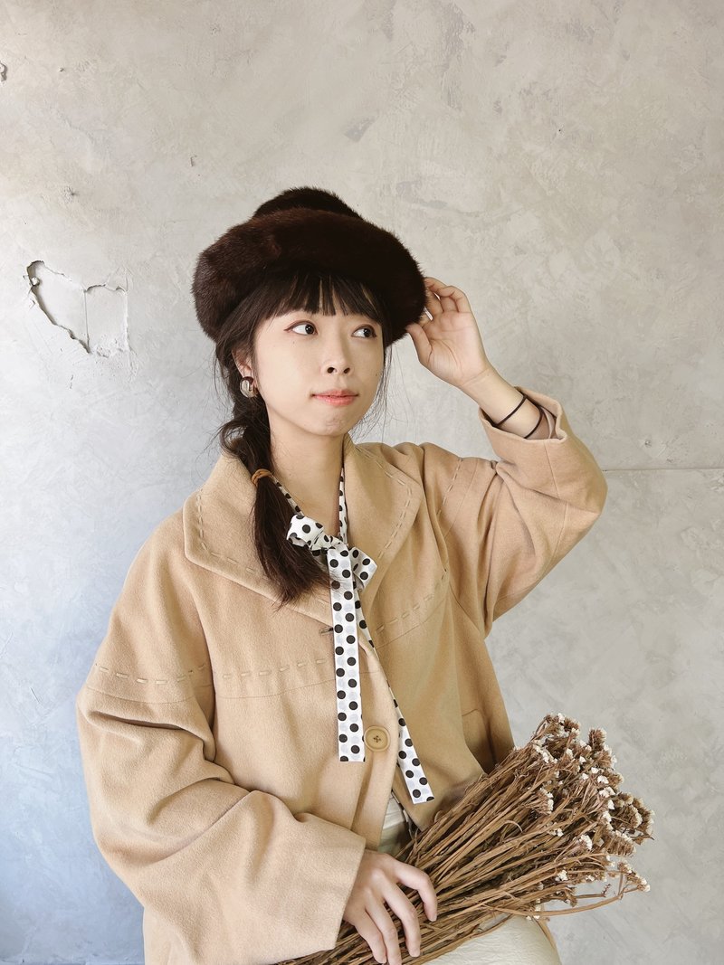 欧洲杂货-深棕色质感皮草瑞典制仕女圆礼帽 - 帽子 - 其他材质 咖啡色