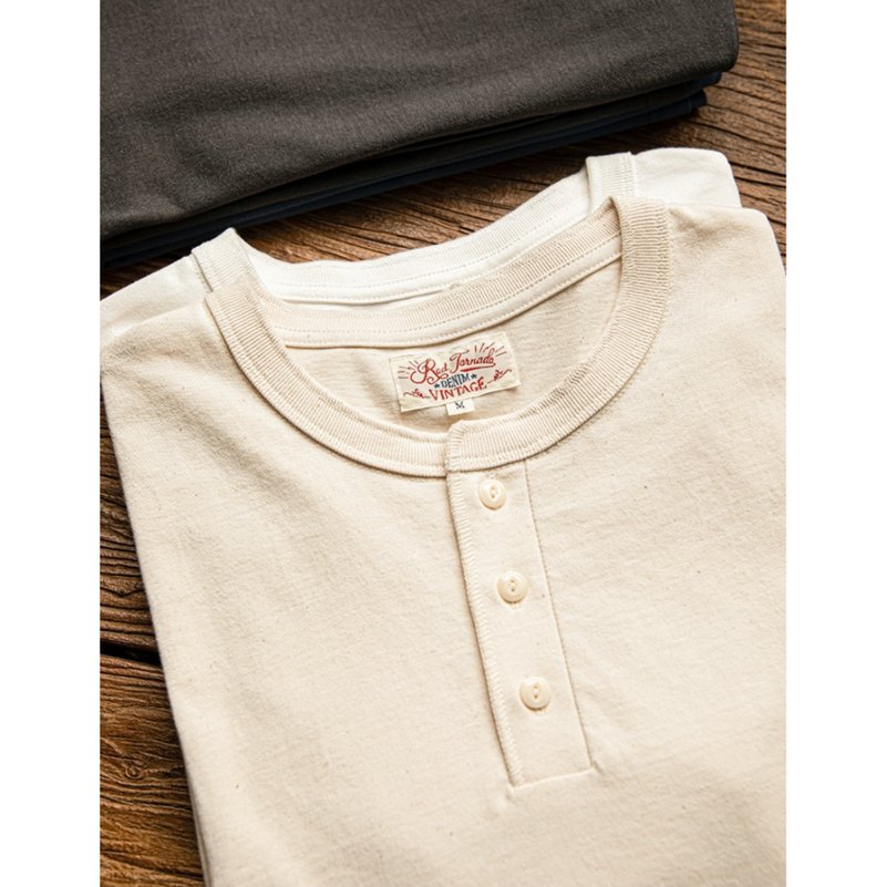 亨利领长袖 磅数260G 复古 美式 长袖 多色可选 Henley Collar - 女装上衣 - 棉．麻 