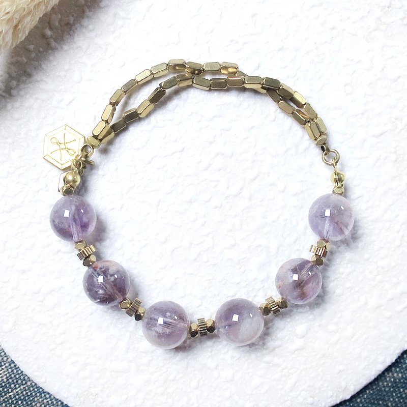 VIIART。山茶花。幽灵紫水晶黄铜手环 - 手链/手环 - 铜/黄铜 紫色