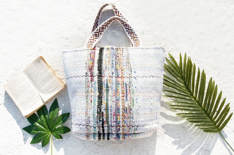 棉布编织布轻便包 斜背包 侧背包 肩背包 托特包 购物袋-北非色彩 - 侧背包/斜挎包 - 棉．麻 多色