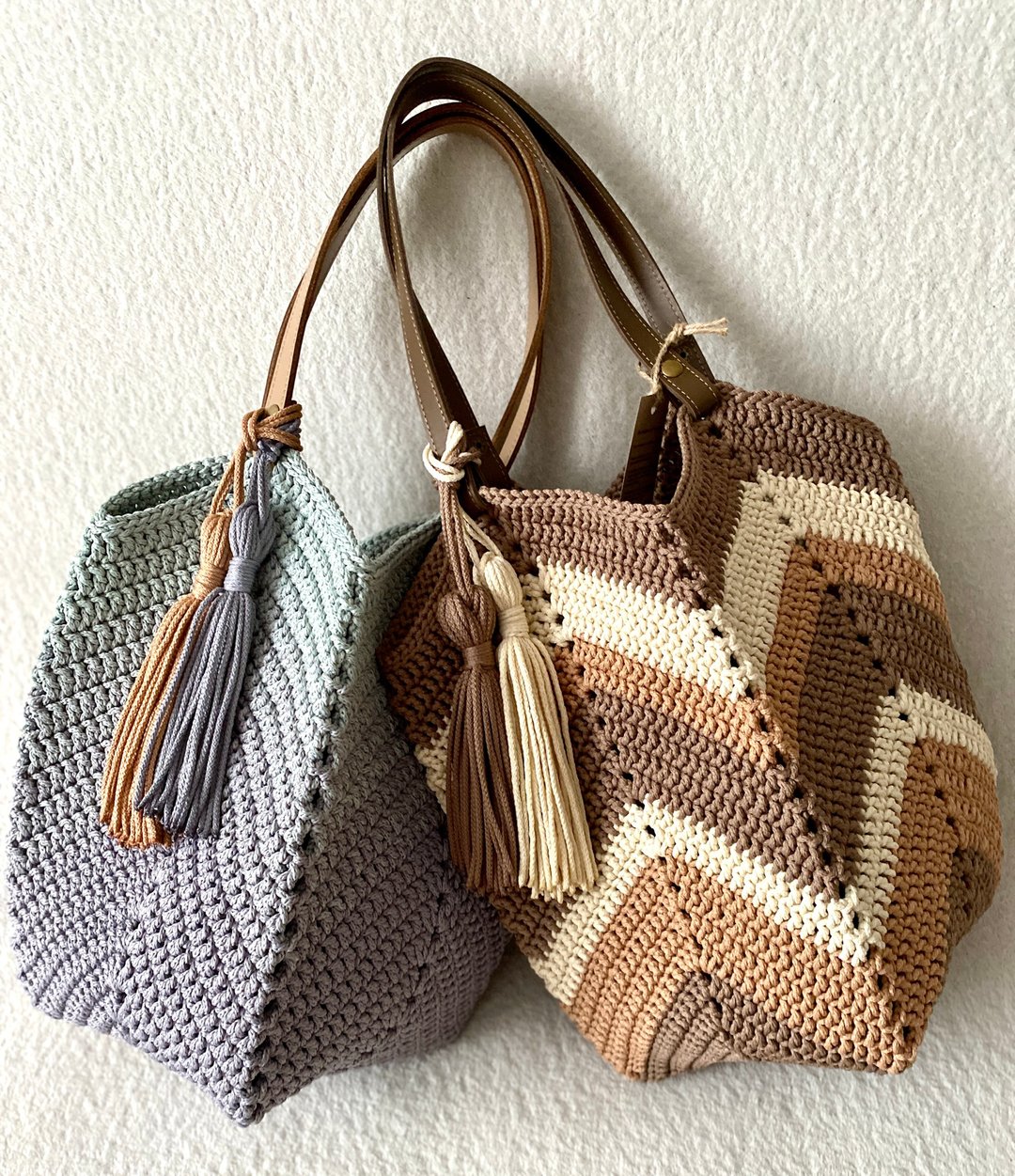 Crochet Tote Bag, Granny Square  Crochet Bag, Reusable Grocery Bag - 手提包/手提袋 - 聚酯纤维 多色
