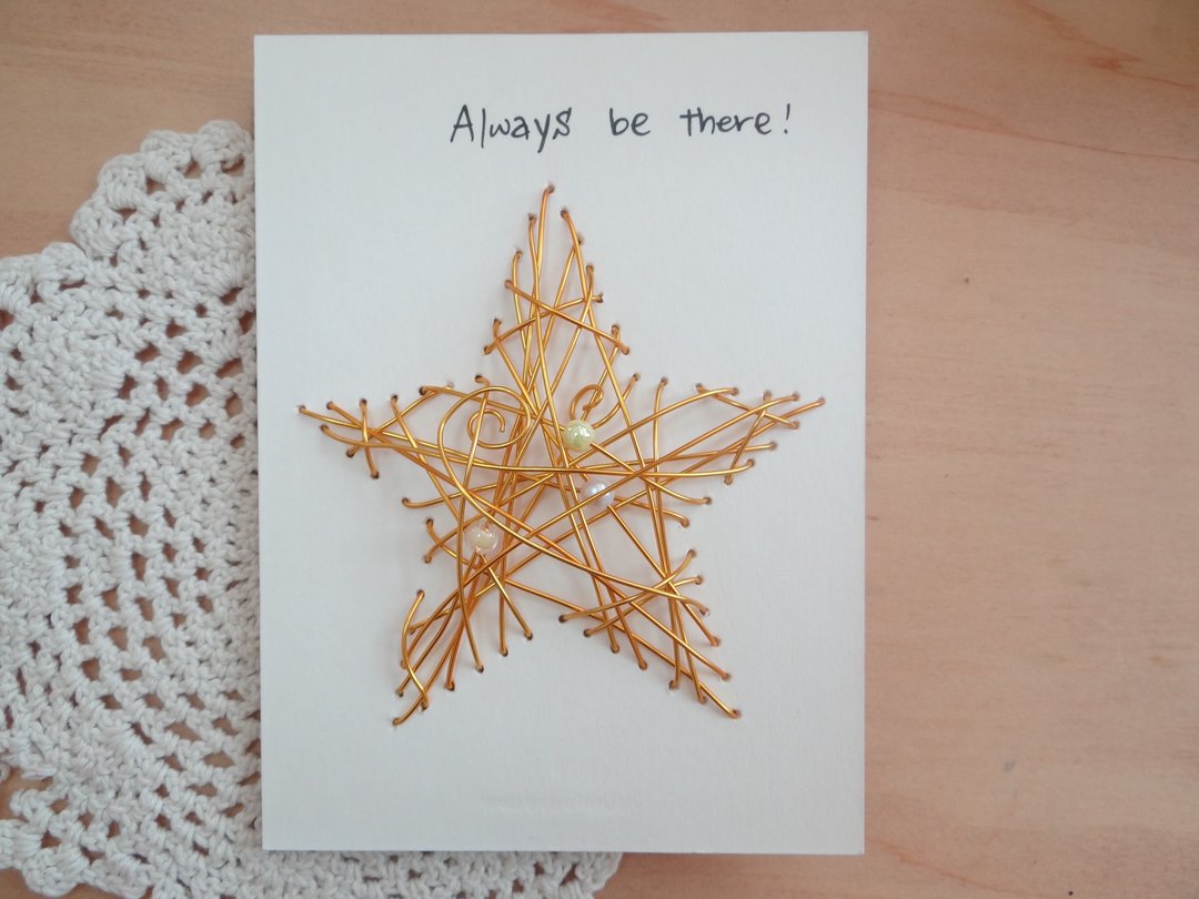 超触感铝线立体卡片~当你永远闪耀那颗星~Always be there! - 卡片/明信片 - 纸 黄色