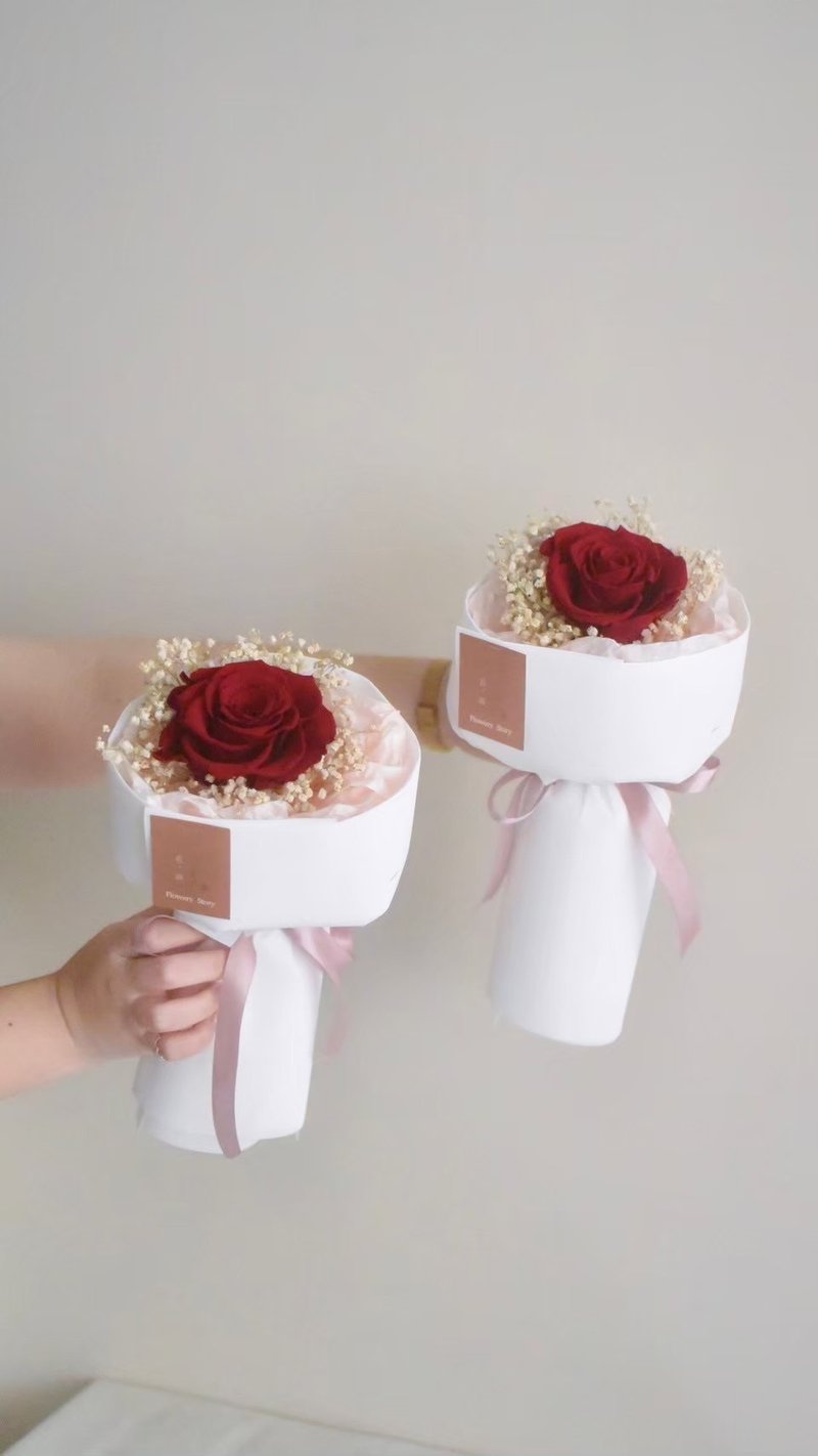 /玫瑰单朵灰红色俄罗斯花束(大)/生日花束 求婚 纪念日 教师节 - 干燥花/捧花 - 植物．花 红色