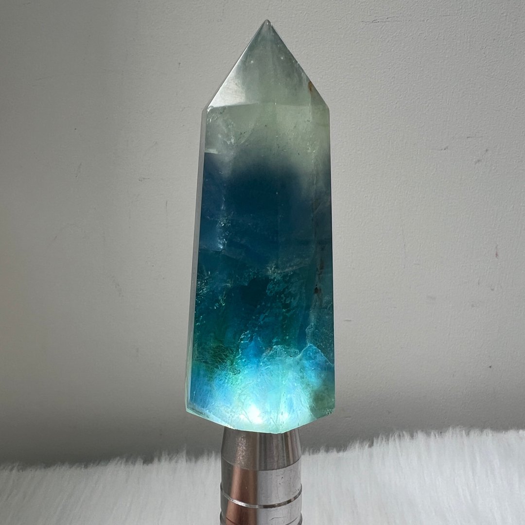 蓝绿萤石柱 | 水晶 | 水晶柱 | 水晶摆件 - 摆饰 - 水晶 蓝色