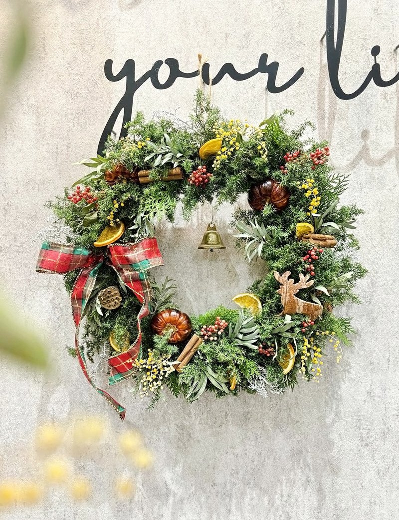 【雪松圣诞花圈】田野乡村·中款 - 墙贴/壁贴 - 植物．花 黄色