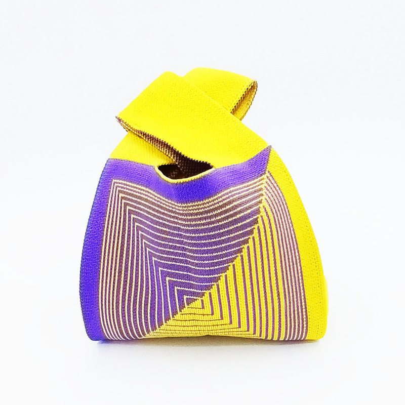 背心形针织条纹手提袋手提包 - 手提包/手提袋 - 棉．麻 蓝色