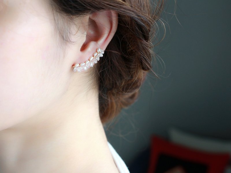 14kgf- brillio classical earclimber (ear-clip) - 耳环/耳夹 - 其他金属 白色