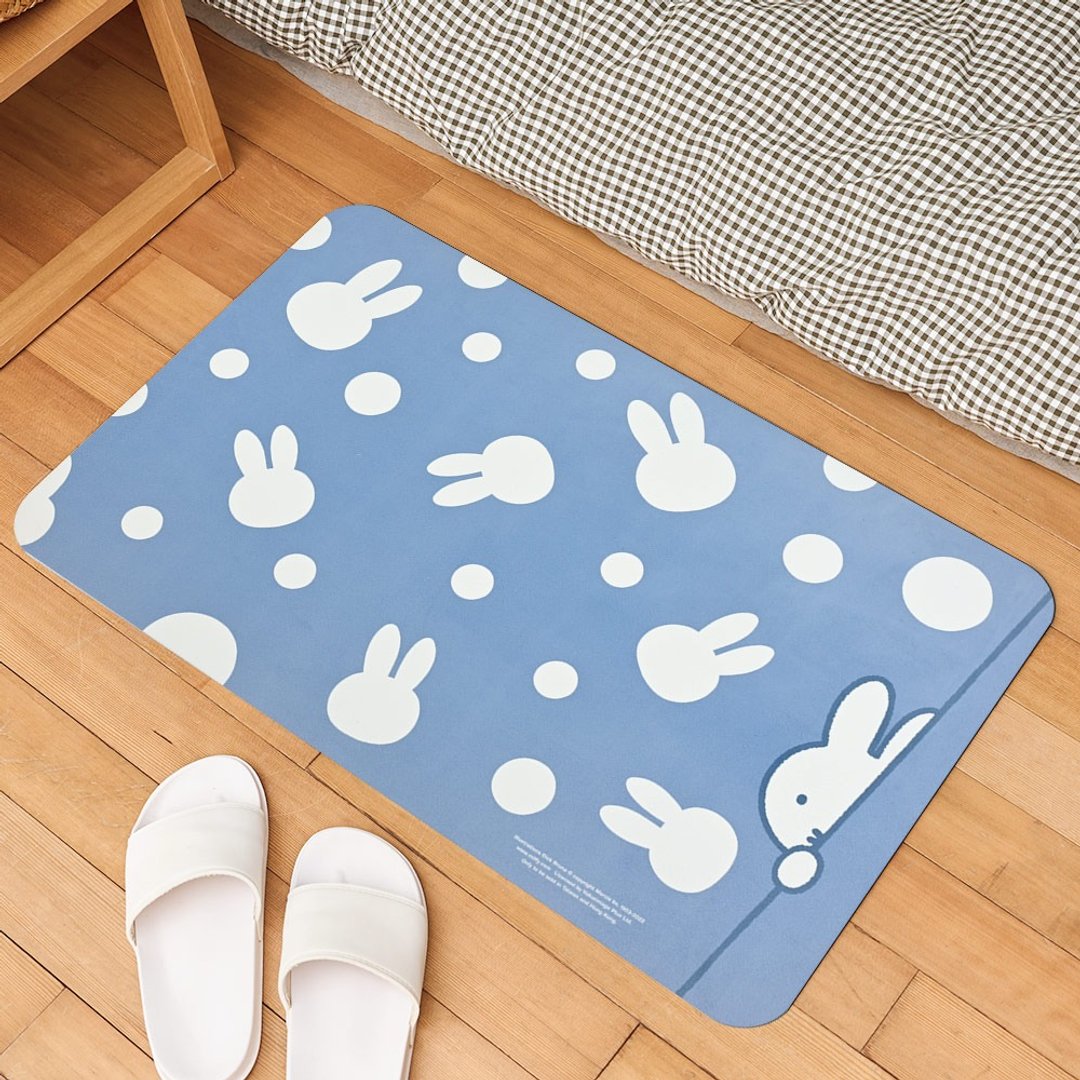 【Miffy米飞】 软式圭藻土织物地垫 蓝底躲猫猫/欢乐共舞 60x40cm - 地垫/地毯 - 聚酯纤维 