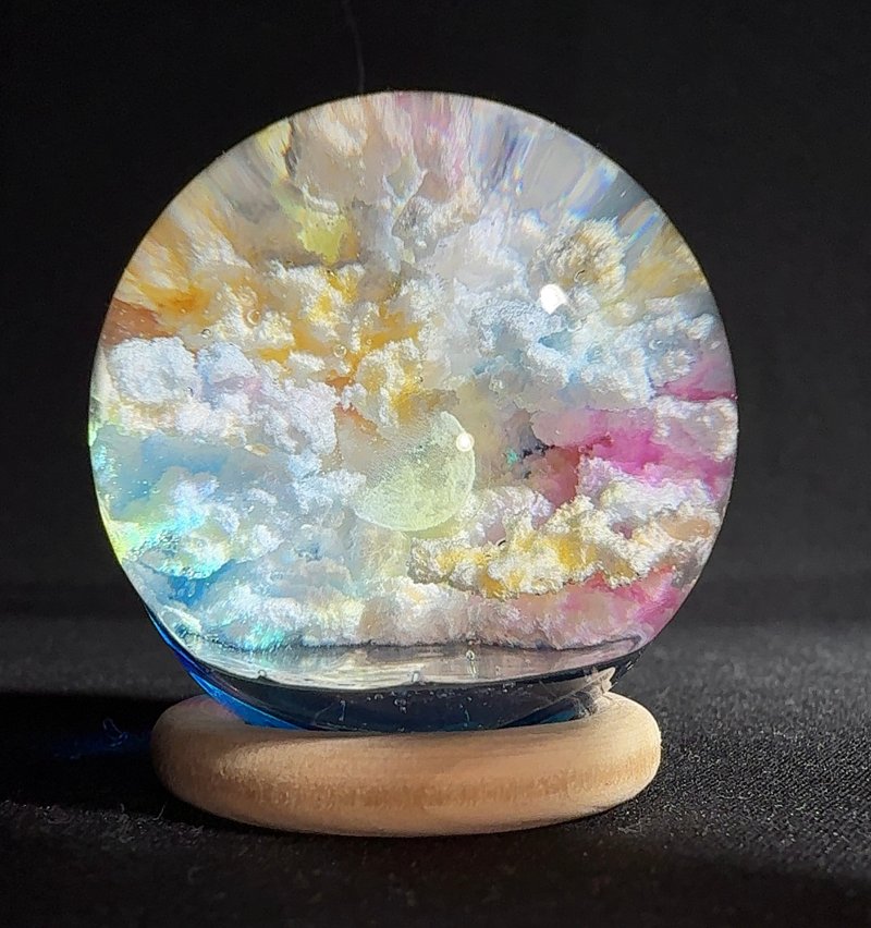 彩云与极光薄膜树脂艺术 Iridescent Clouds & Aurora Sphere - 摆饰 - 树脂 多色