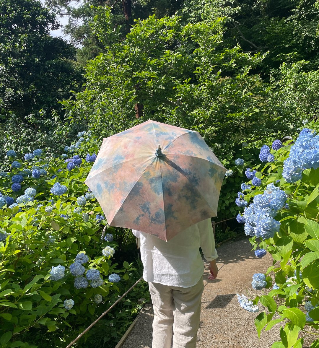 Made in Japan Parasol Parasol Optimista-A Indigo Mud Dyed Colorful Tie Dye mud dyed shibori Hand Dyed - 其他 - 棉 粉红色