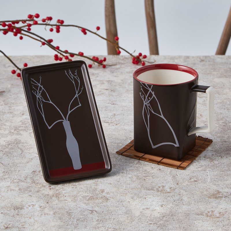 艺术家常玉-蜡梅香杯/盘 - 其他杯子 - 瓷 咖啡色